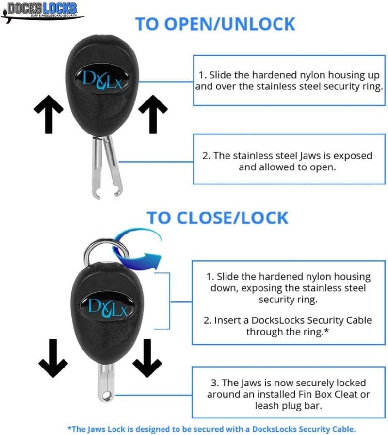 DocksLocks Singles ('Jaws') Surfboard Lock - Anti-Theft Security Device for Paddleboards and Surfboards - Image 3